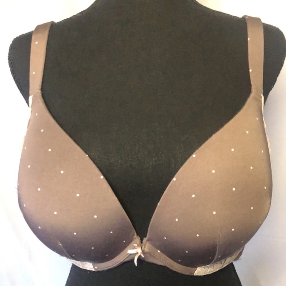 CACIQUE Boost Plunge brown polka dot padded with underwire bra. Size 40 DD. - Picture 5 of 10